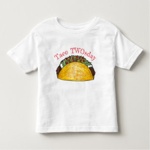 Taco TWEEsday Dinsdag 2 Tweejarige verjaardag Kinder Shirts