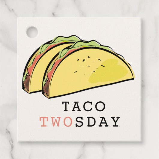 Taco Twosday Beige 2e Verjaardag Bedankt Bedankjes Labels (Voorkant)