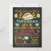 Taco Twosday Chalkboard 2e Invitation d'anniversai (Devant)