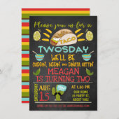 Taco Twosday Chalkboard 2e verjaardag Uitnodiging (Voorkant / Achterkant)