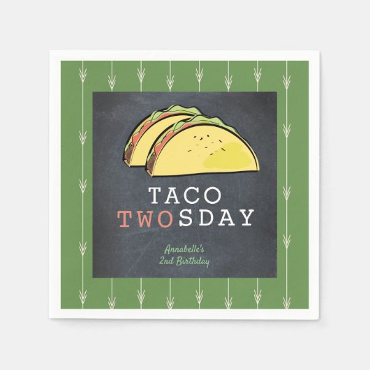 Taco Twosday Dinsdag Chalkboard 2e Verjaardag Papi Servet (Voorkant)