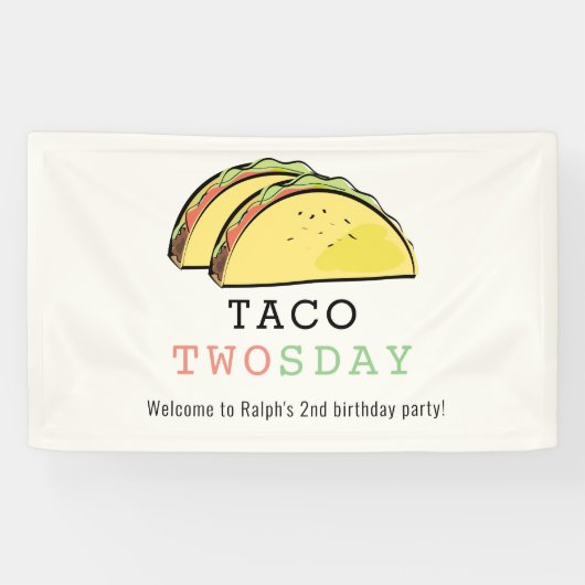 Taco Twosday Dinsdagcrème 2e Verjaardag Welkom Spandoek (Horizontaal)