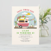 Taco Twosday Girls 2nd Birthday Invitation rose (Debout devant)