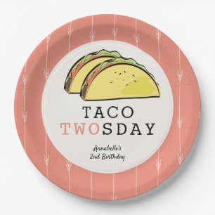 Taco Twosday Mexicaanse Fiesta 2e Verjaardag Papieren Bordje
