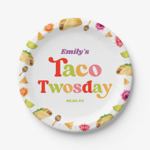 Taco Twosday Taco dinsdag 2e verjaardagsfeest Papieren Bordje