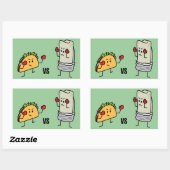 Taco vs burrito rechthoekige sticker (Vel)