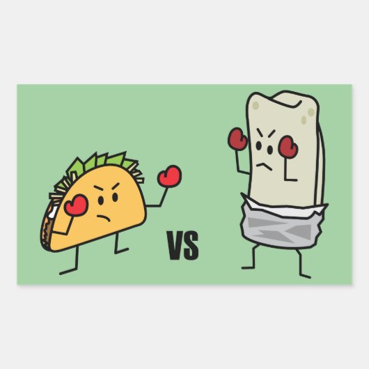Taco vs burrito rechthoekige sticker (Voorkant)