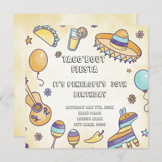 Taco'about Anniversaire Fête Invitation (Devant / Derrière)