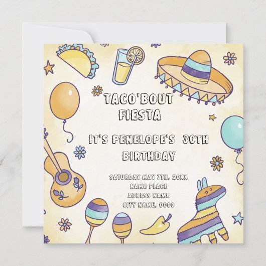 Taco'about Anniversaire Fête Invitation (Devant)