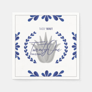 Taco'Bout 21 Blue/Silver Tequila Napkins Servet