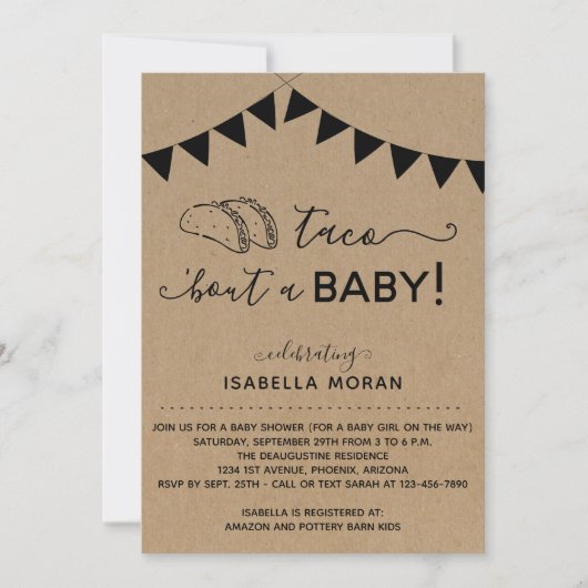 Taco'Bout a Baby shower Invitation Kaart (Voorkant)