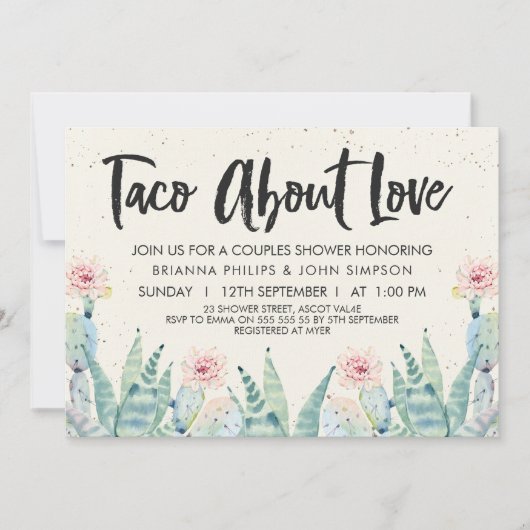 Taco'Bout Love Couples Shower Uitnodiging (Voorkant)