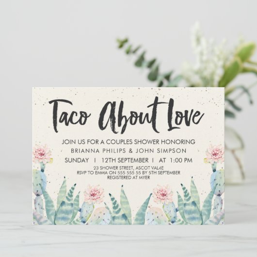 Taco'Bout Love Couples Shower Uitnodiging (Staand voorkant)