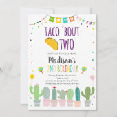 Taco'Bout Two Fiesta Cactus Birthday Kaart (Voorkant)