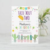 Taco'Bout Two Fiesta Cactus Birthday Kaart (Staand voorkant)