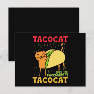 Tacocat achterstevoren geschreven Tacos Katten Cin Briefkaart