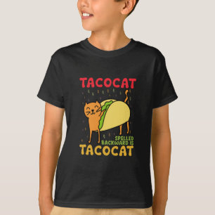 Tacocat achterstevoren geschreven Tacos Katten Cin T-shirt
