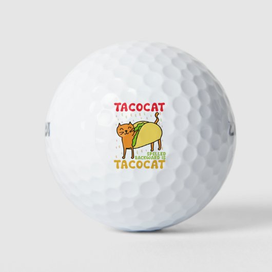 Tacocat achterstevoren gespeld tacos katten Cinco Golfballen (Voorkant)