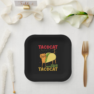 Tacocat achterstevoren gespeld tacos katten Cinco  Papieren Bordje