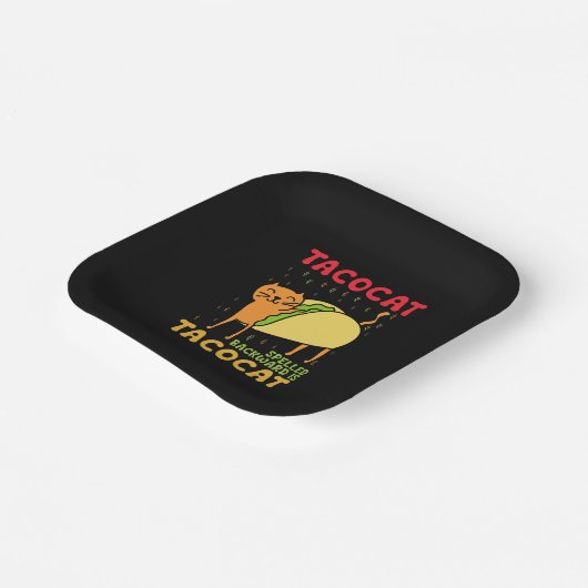 Tacocat achterstevoren gespeld tacos katten Cinco Papieren Bordje (Gebogen)