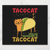 Tacocat achterstevoren gespeld tacos katten Cinco  Sparkling Wijnetiket (Enkel label)