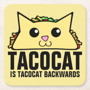 Tacocat Backwards Vierkante Kartonnen Onderzetter