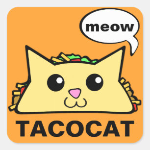 TacoCat Meow Vierkante Sticker