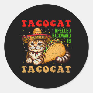 Tacocat spelde taco's en katten Cinco de Ma Ronde Sticker
