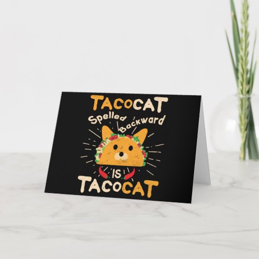 Tacocat Spelling Backwards Cinco de Mayo Cat Taco Kaart (Voorkant)