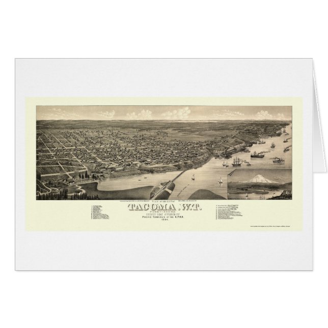 Tacoma, carte panoramique de WA - 1884 (Devant horizontal)