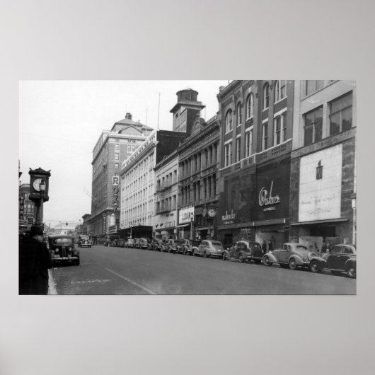 Tacoma, WA Uitzicht Broadway zien North Poster (Voorkant)