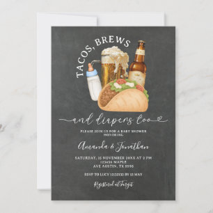 Tacos Brouwen en Luiers Baby shower Krijtbord Kaart