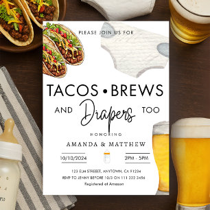 Taco's, Brouwen en Luiers Casual Paar Baby shower Kaart
