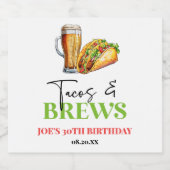 Tacos en brouwt Bier Glas Verjaardagsfeest Etiket (Enkel label)