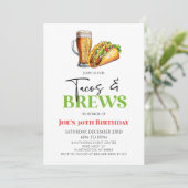 Tacos en brouwt Bier Glas Verjaardagsfeest Kaart (Staand voorkant)