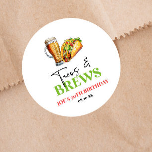 Tacos en brouwt Bier Glas Verjaardagsfeest Ronde Sticker