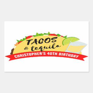 Tacos en Tequila Birthday Party Rechthoekige Sticker