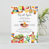 Taco's en tequila koppels douche sjabloon kaart (Staand voorkant)