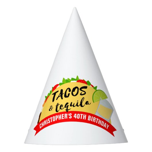 Tacos en Tequila Verjaardag Feesthoedjes (Voorkant)