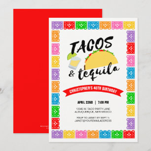 Tacos en Tequila Verjaardagsfeestuitnodiging Kaart