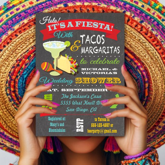 Tacos en Tequila Wedding Shower Kaart