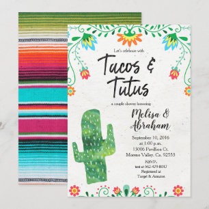 Tacos en Tutus Fiesta Baby shower uitnodigingskaar Kaart