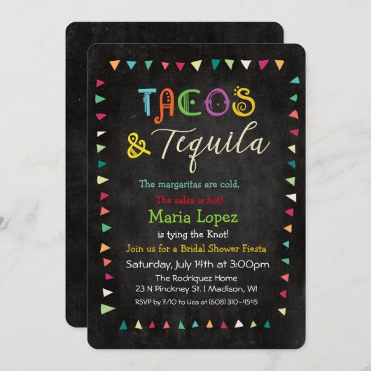 Tacos et Tequila Invitation de la douche nuptiale (Devant / Derrière)