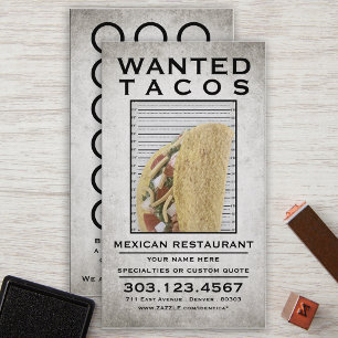 taco's gezocht poster stempelkaart klantenkaartje