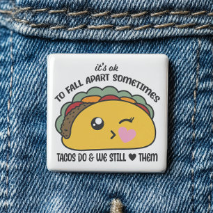 Tacos Herfst Apart Meme Vierkante Button 5,1 Cm