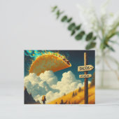 Taco's in 25 Miles Hiker met Giant Taco in de luch Briefkaart (Staand voorkant)