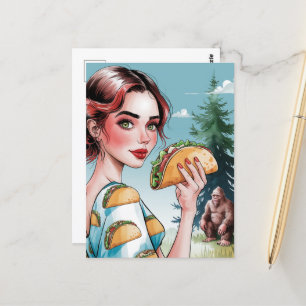 Taco's in het bos met Sad Sasquatch Briefkaart