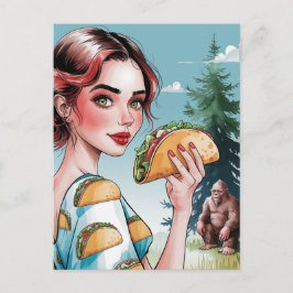 Taco's in het bos met Sad Sasquatch Briefkaart