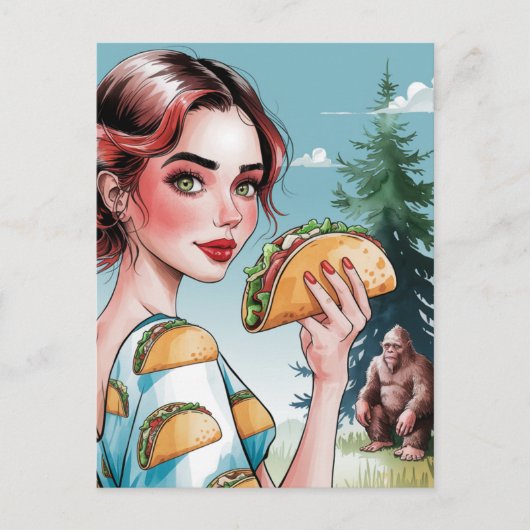 Taco's in het bos met Sad Sasquatch Briefkaart (Voorkant)