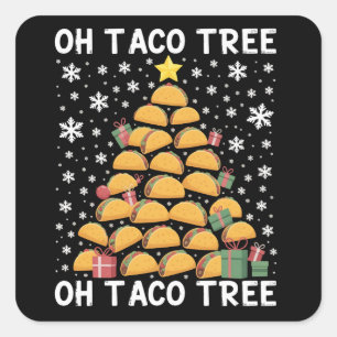 Tacos Kerstboom Grappig Kerstmis Foodie Mexicaans Vierkante Sticker